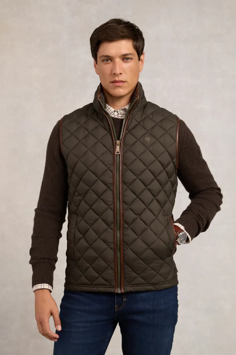 Holland Cooper Men's Country Quilted Gilet Khaki-3