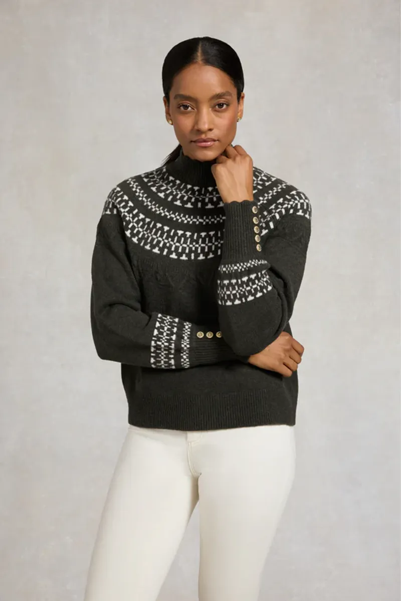 Holland cooper Elodie Roll Neck Knit Forest Green-1