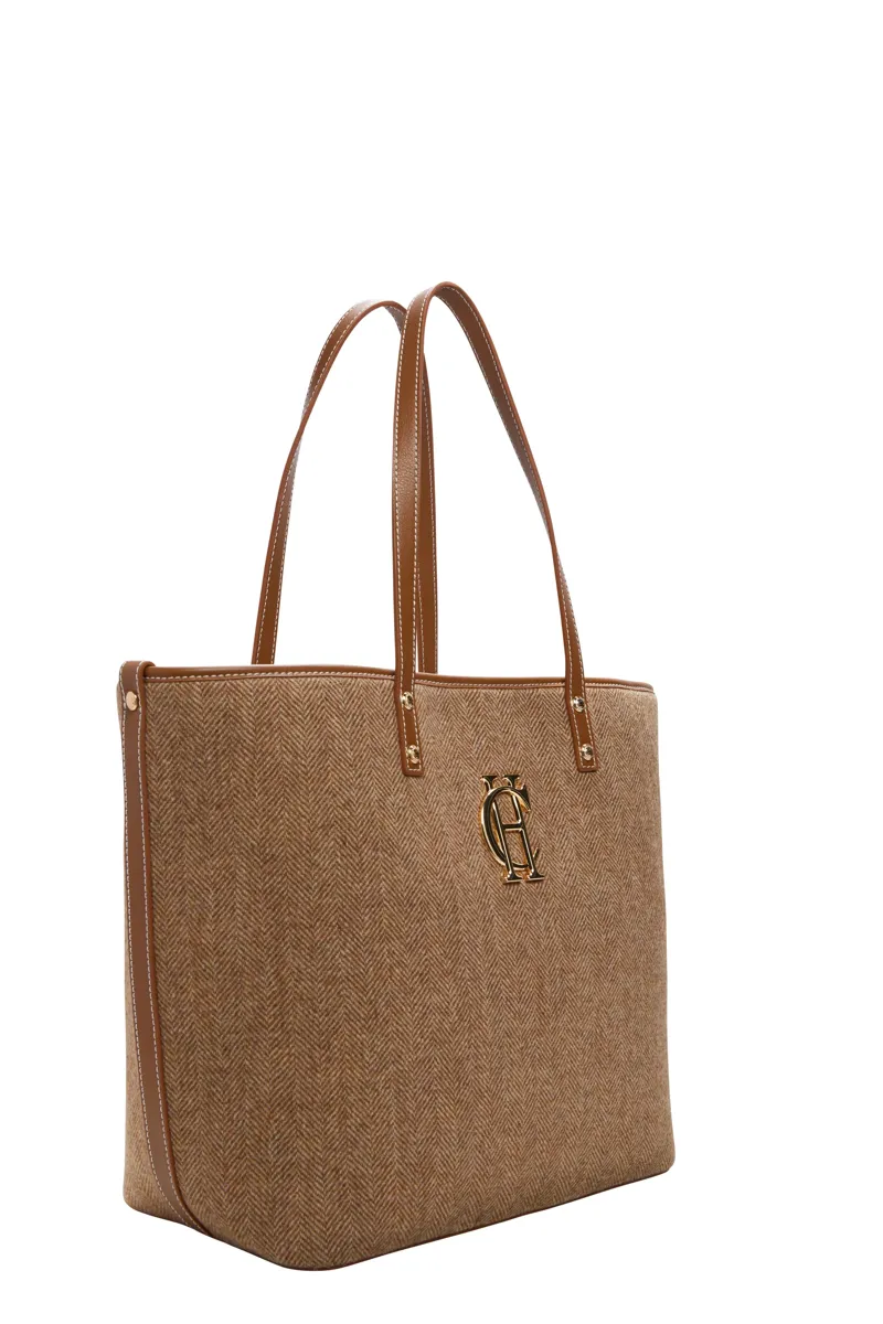 Holland Cooper Kensington Tote Bag Tan Herringbone-4
