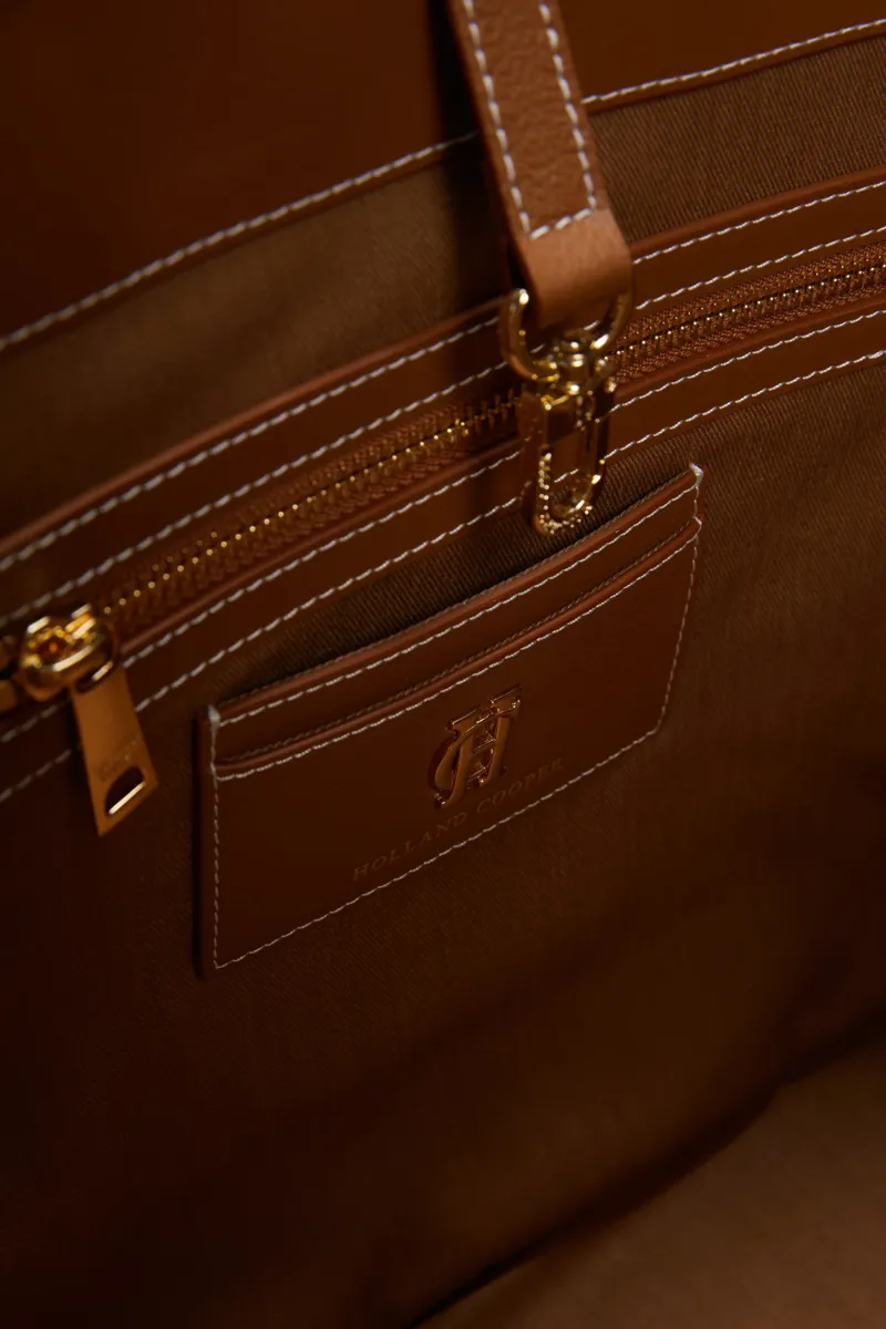 Holland Cooper Kensington Tote Bag Tan Herringbone-5