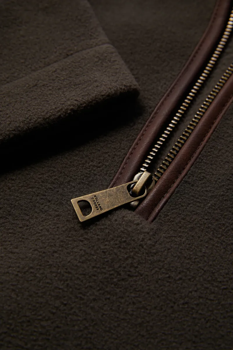 Holland Cooper Men's Country Fleece Quarter Zip Khaki-6