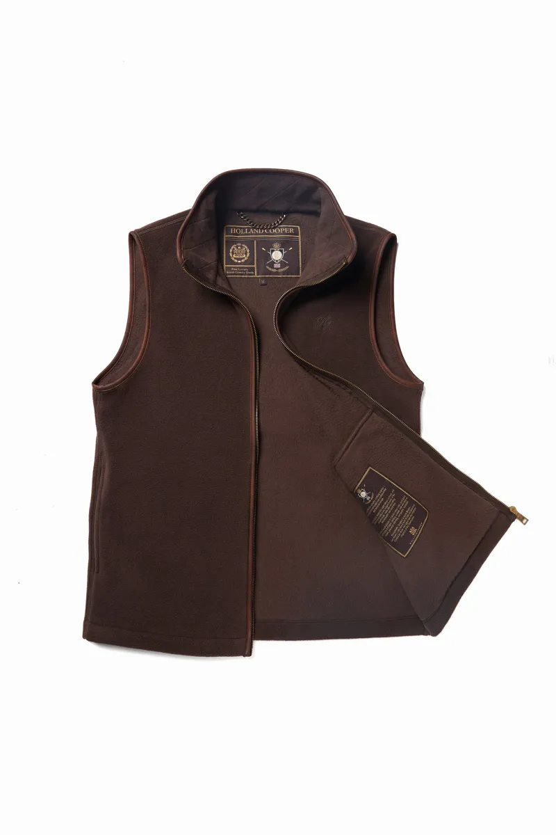 Holland Cooper Men's Country Fleece Gilet Chocolate-6