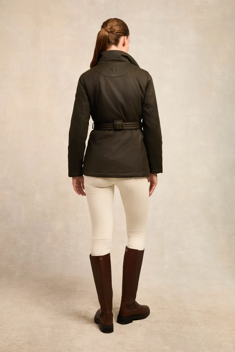 Holland Cooper Belted Wax Jacket Dark Olive-4