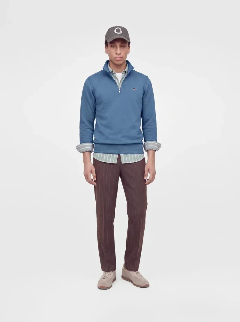 Gant Reg Shield Half Zip Sweat in Horizon Blue-1