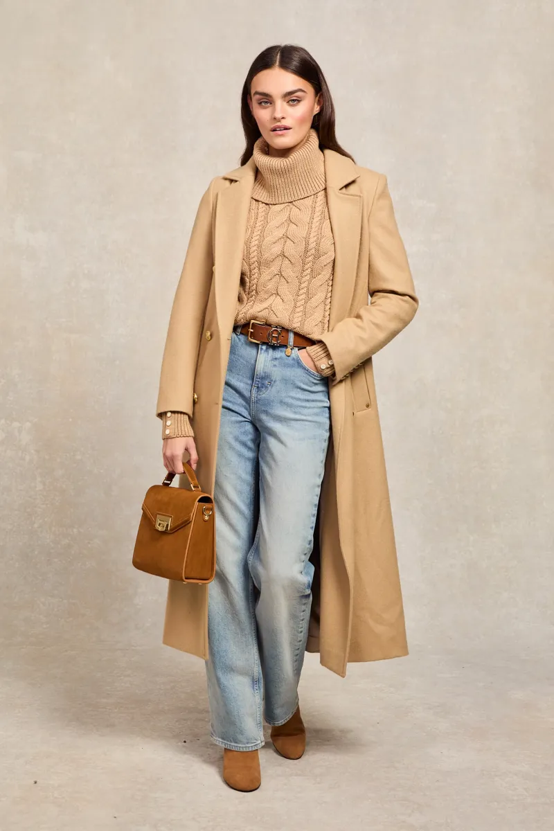 Holland Cooper Corded Roll Neck Knit Camel-5