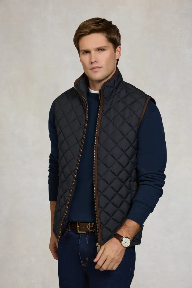 Holland Cooper Men's Country Quilted Gilet in Ink Navy-1