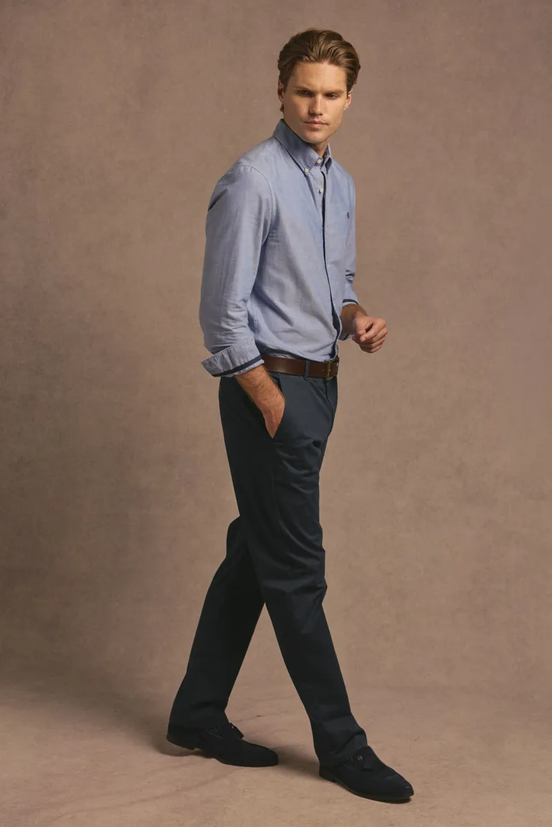 Holland Cooper Men's Oxford Shirt in Azure Chambray-5