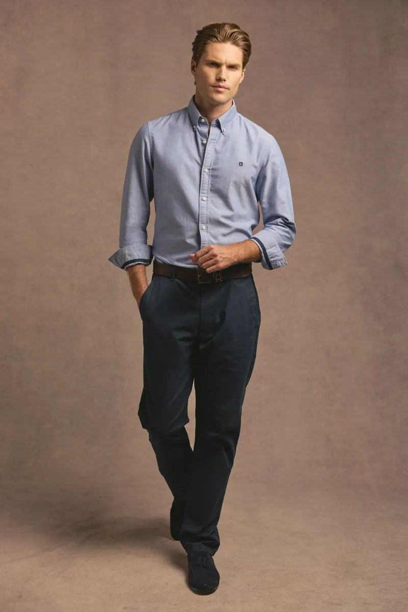 Holland Cooper Men's Oxford Shirt in Azure Chambray-3