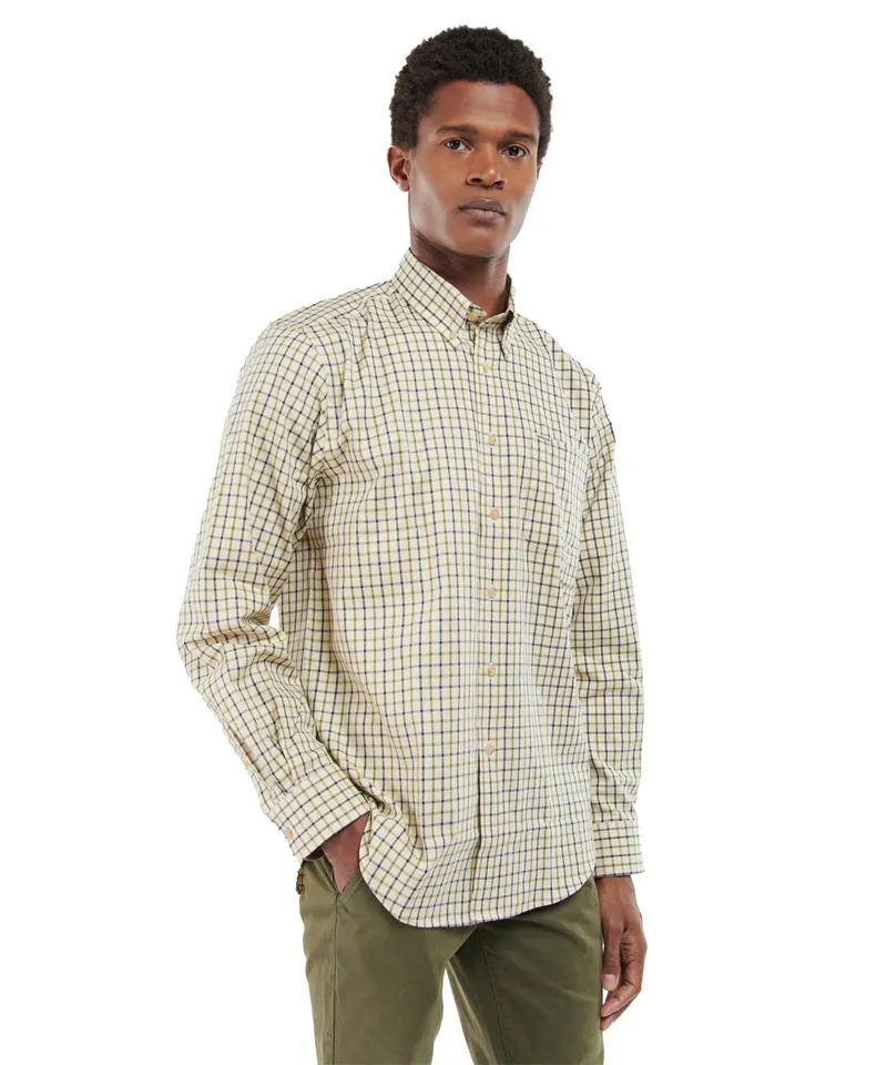 Barbour Sporting Tattersall Men's Regular Fit Shirt in Navy/Olive-1