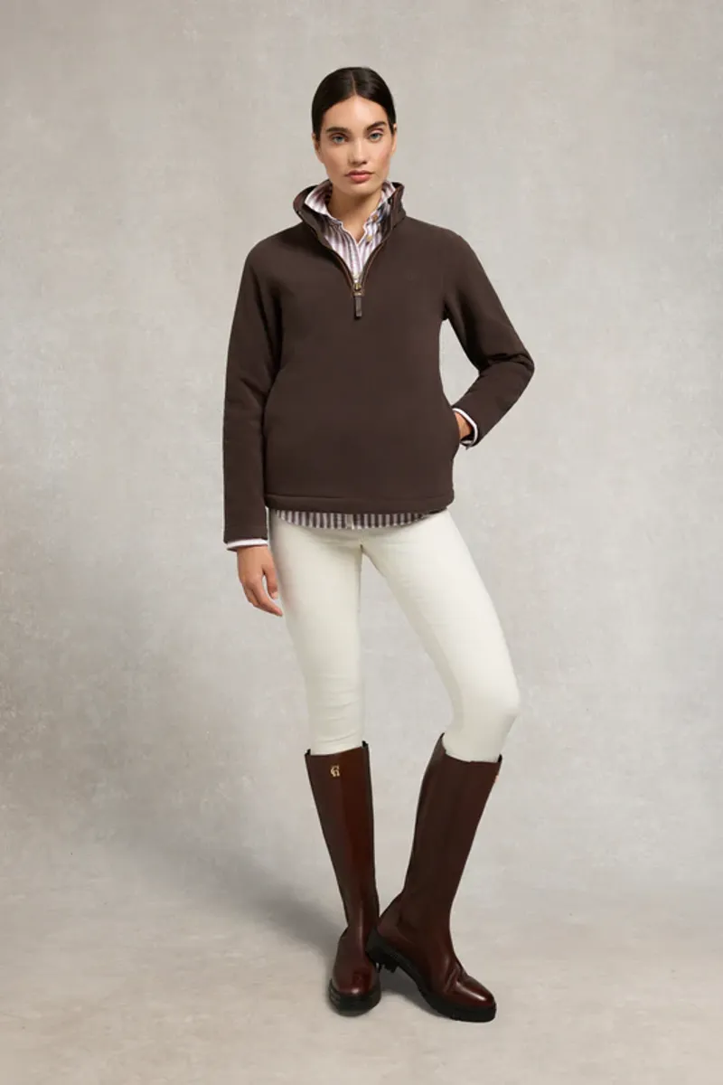 Holland Cooper Country Fleece Quarter Zip Chocolate-1