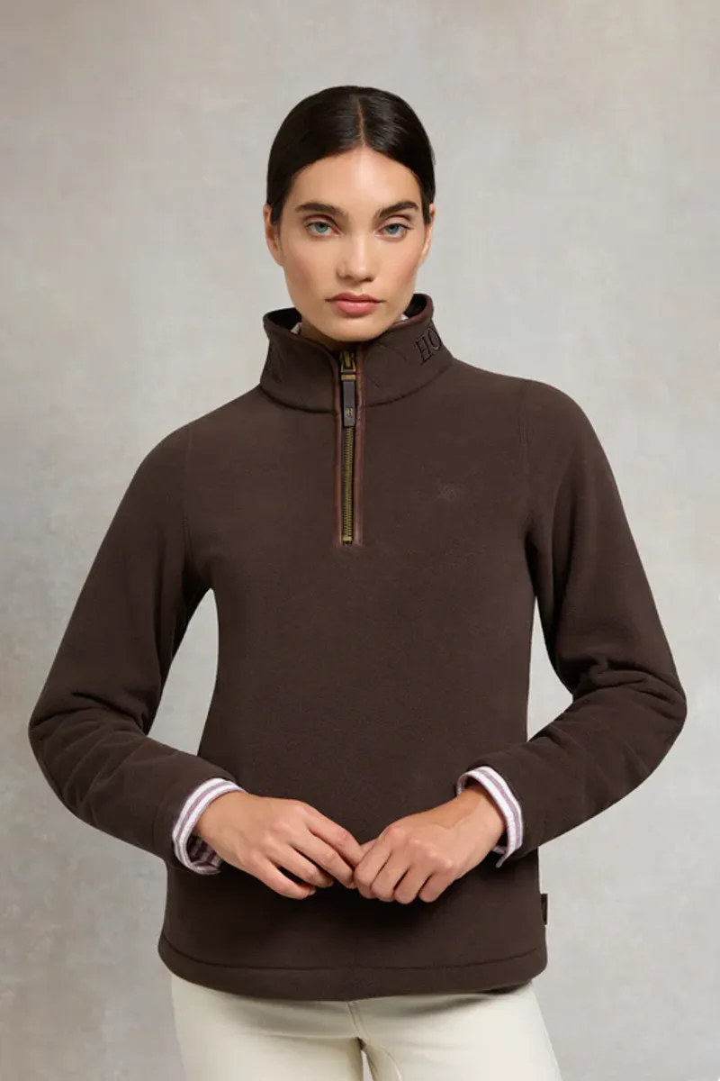 Holland Cooper Country Fleece Quarter Zip Chocolate-4