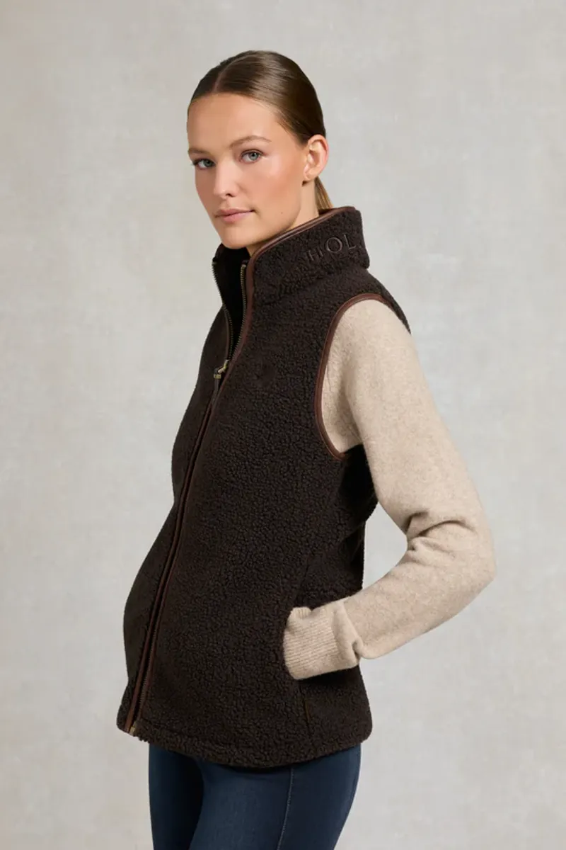 Holland Cooper Country Fleece Gilet Chocolate Borg-2
