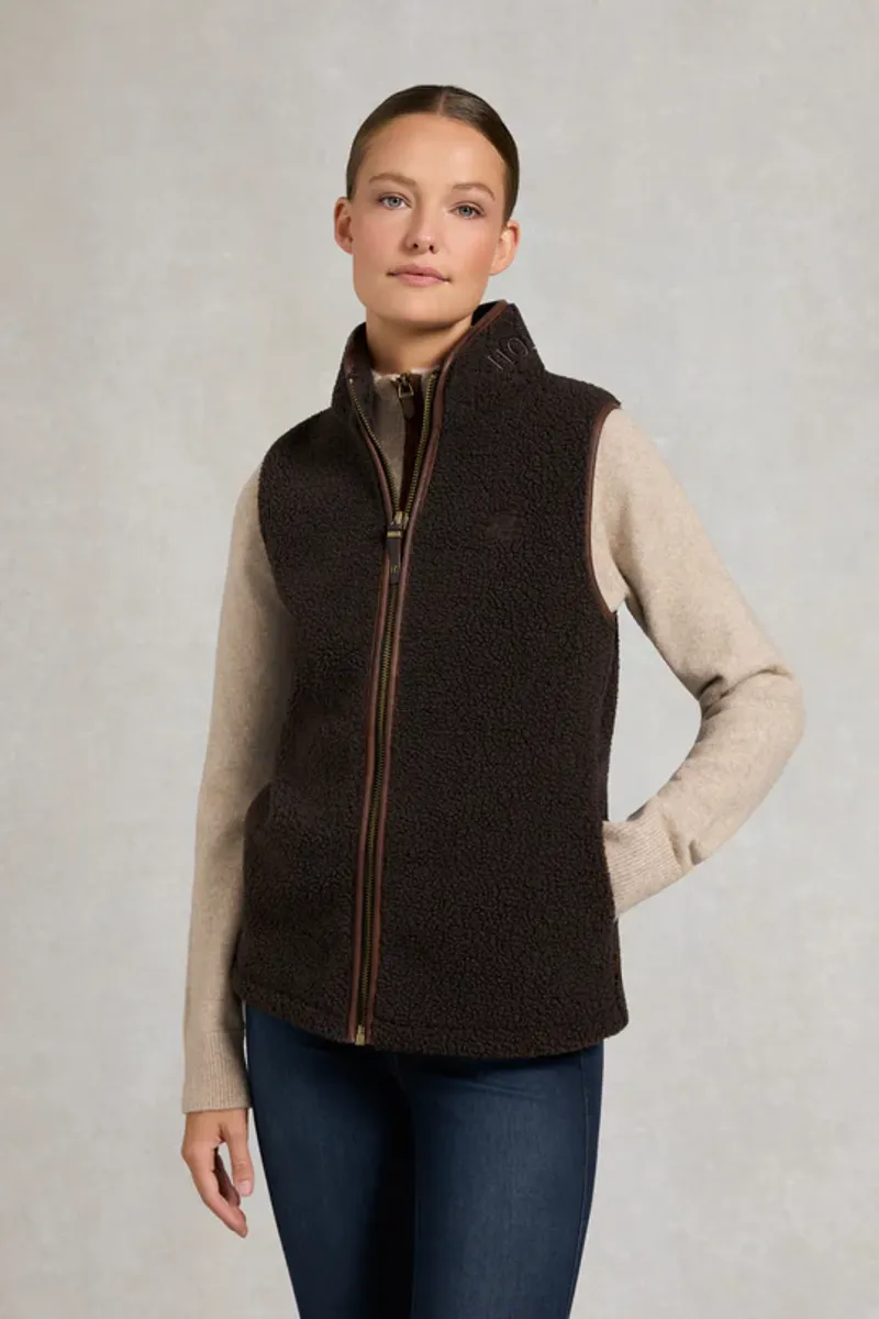 Holland Cooper Country Fleece Gilet Chocolate Borg-3