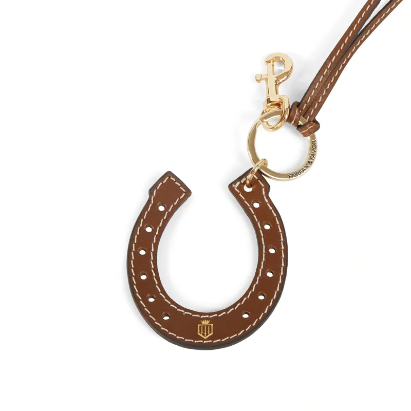Fairfax and Favor Horse Shoe Leather Bag Charm in Tan-1