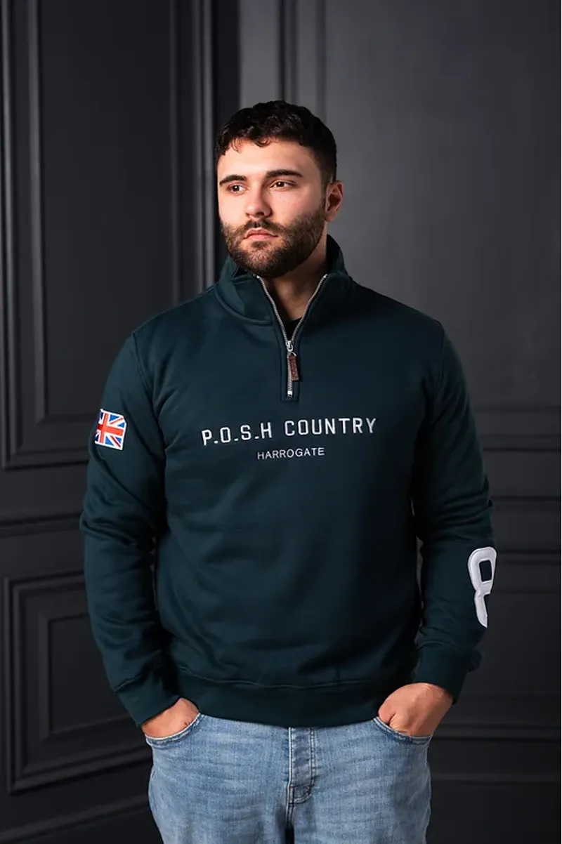 POSH Country Tidal Quarter Zip Jumper Epsom Green-1
