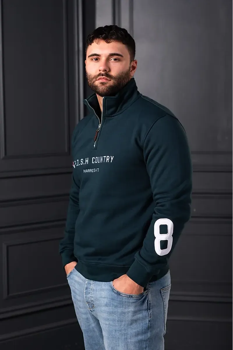 POSH Country Tidal Quarter Zip Jumper Epsom Green-2