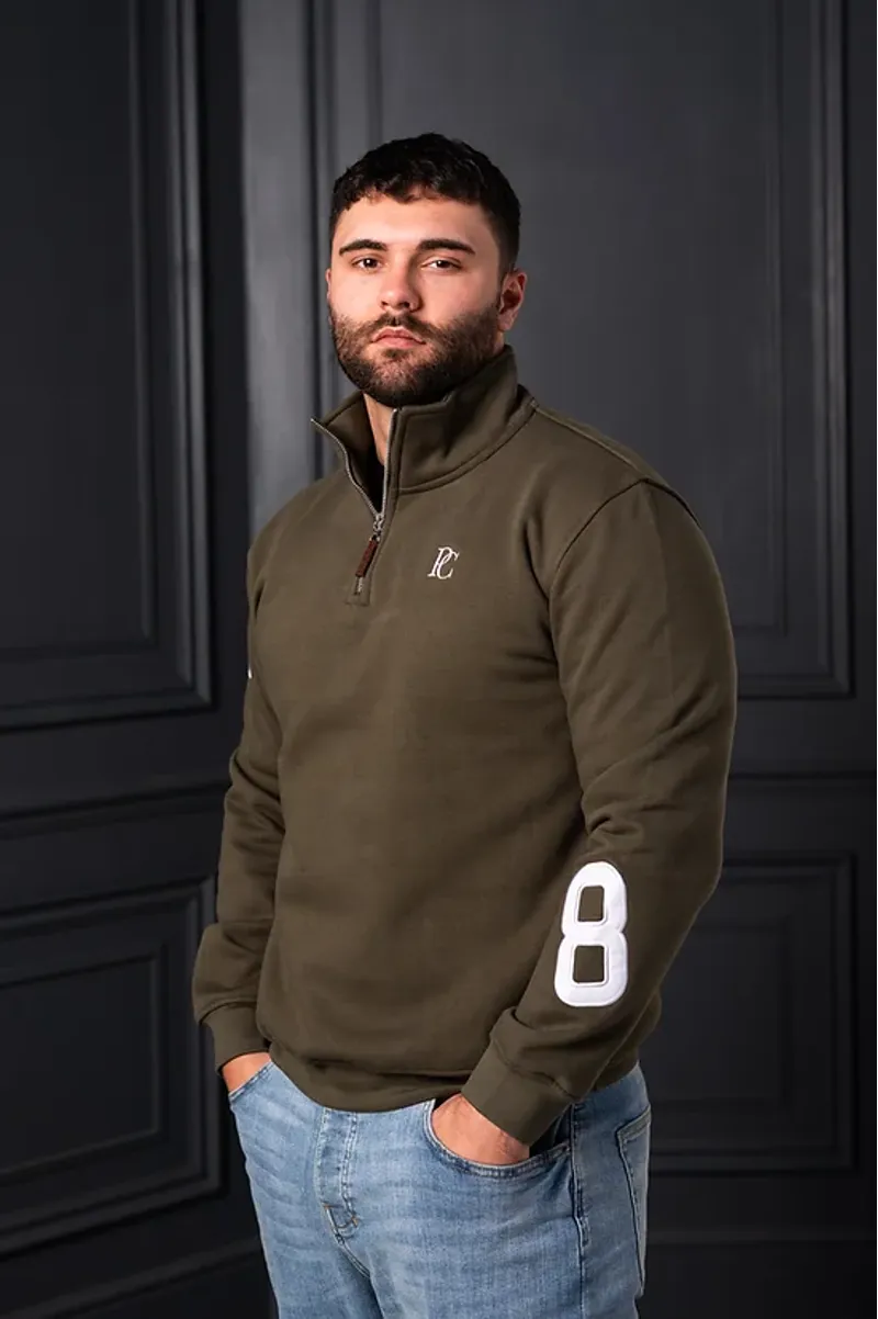 POSH Country Tidal Quarter Zip Monogram Keswick Green-1