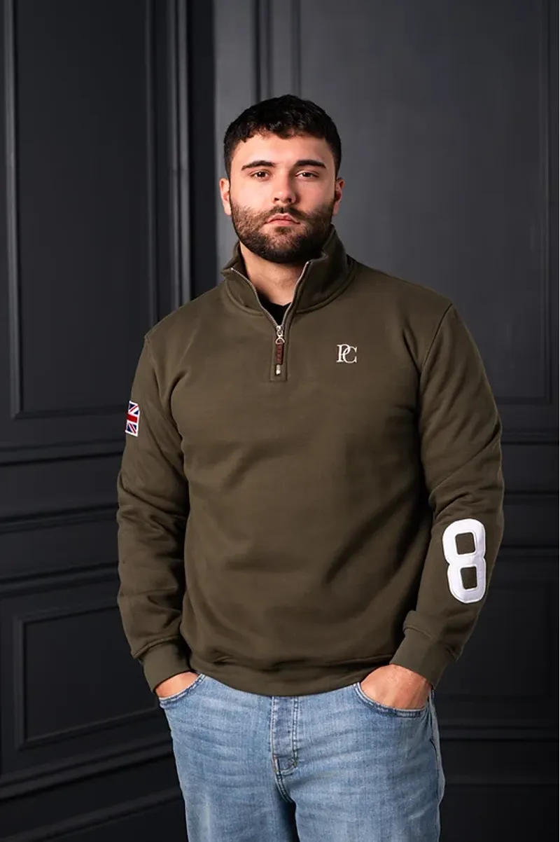 POSH Country Tidal Quarter Zip Monogram Keswick Green-3