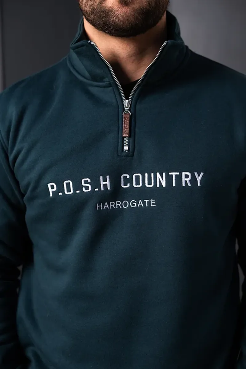 POSH Country Tidal Quarter Zip Jumper Epsom Green-6