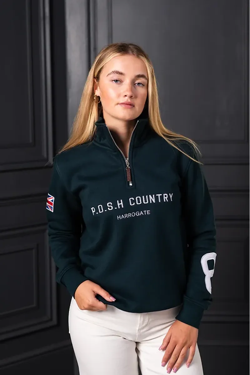 POSH Country Tidal Quarter Zip Jumper Epsom Green