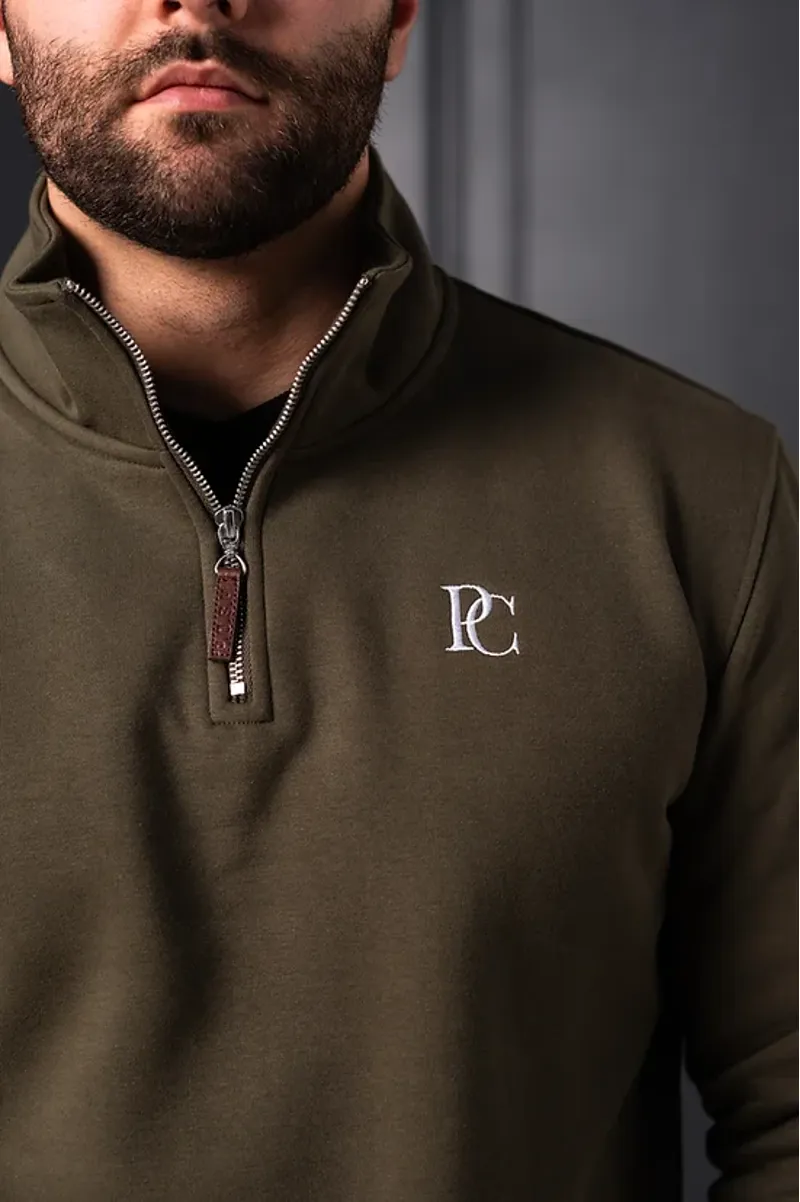 POSH Country Tidal Quarter Zip Monogram Keswick Green-9