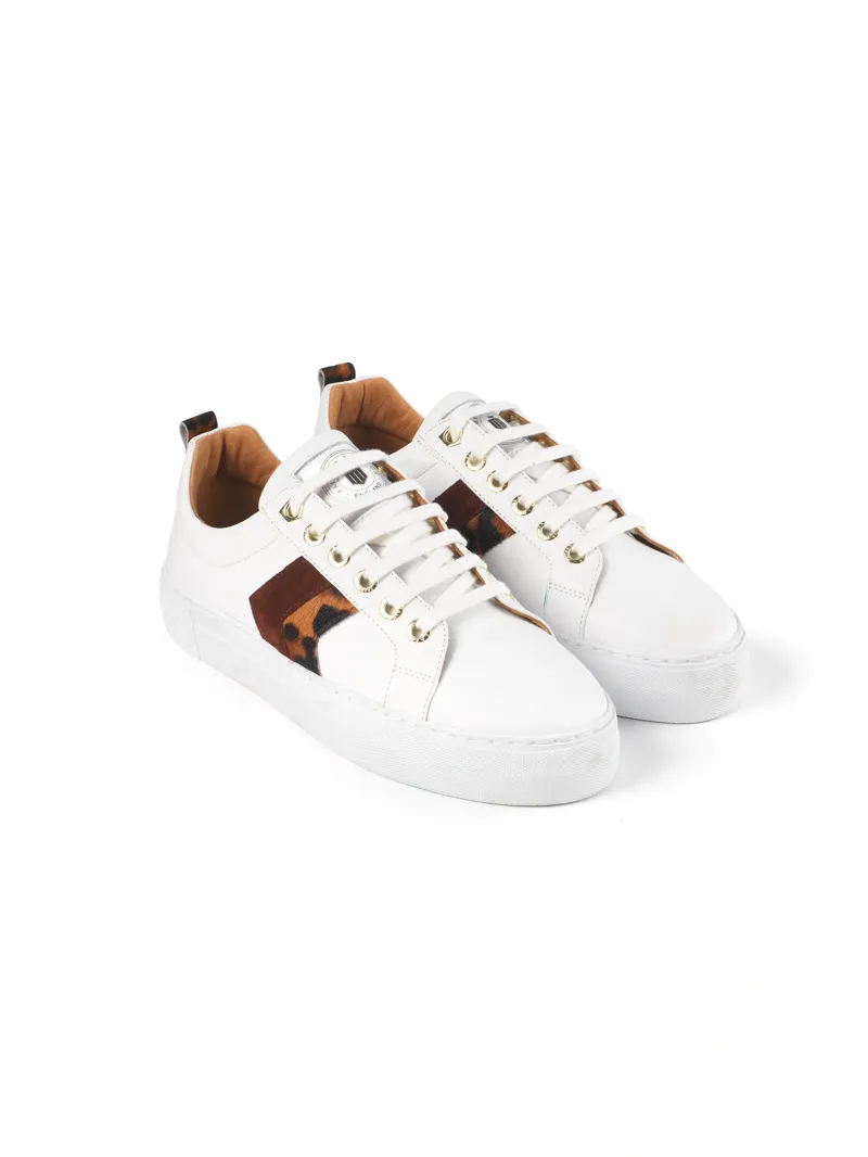 Fairfax and Favor Womens Platform Alexandra Trainer White Leather Leopard/Port-1
