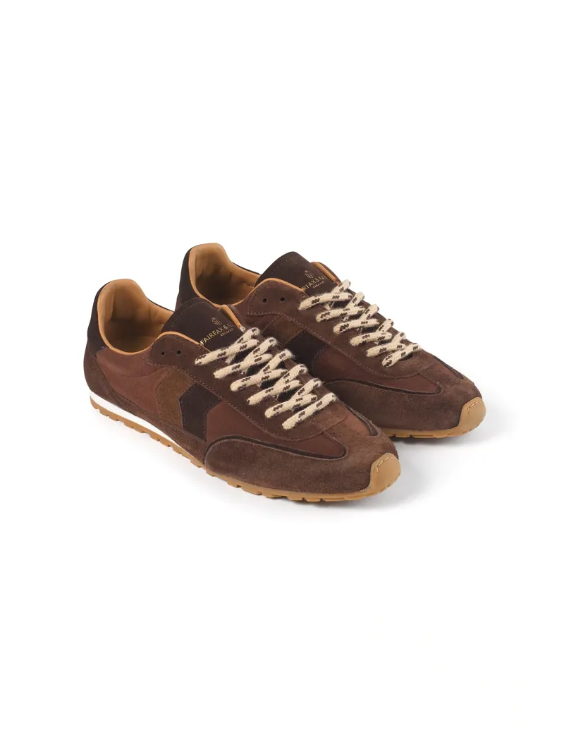 Fairfax and Favor Womens Chawston Trainer in Chocolate Suede-1