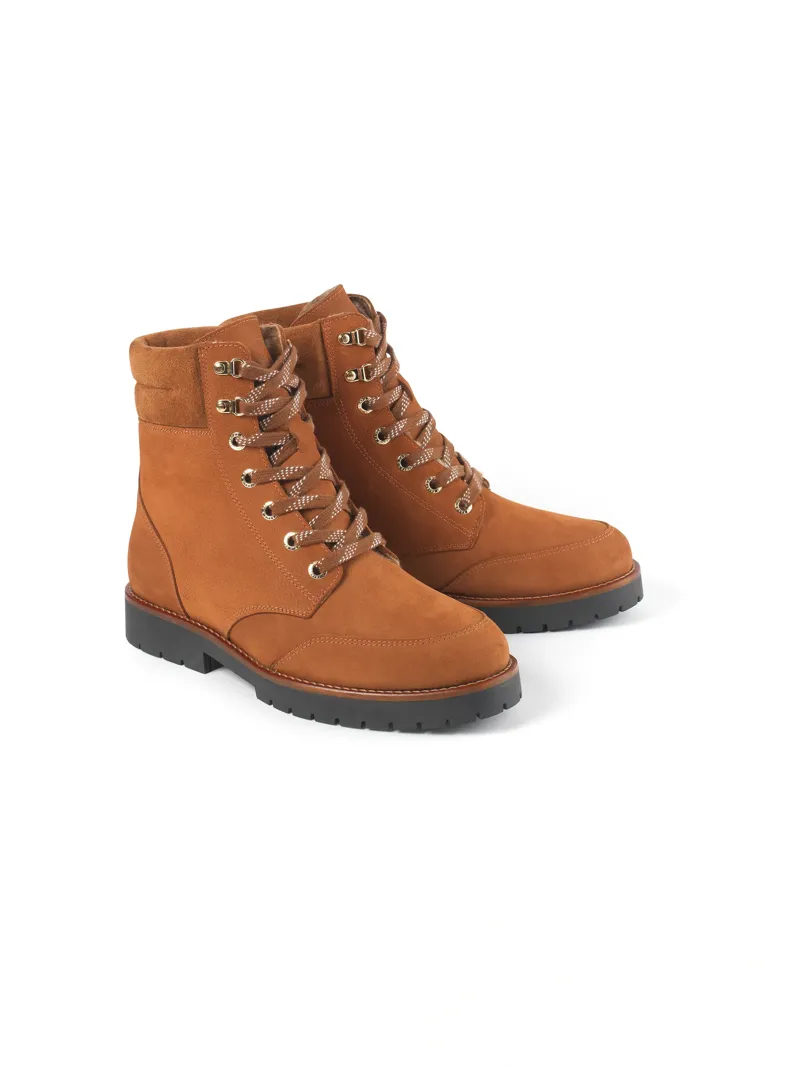 Fairfax and Favor Shearling Lined Galway Ankle Boot Cognac Nubuck-1
