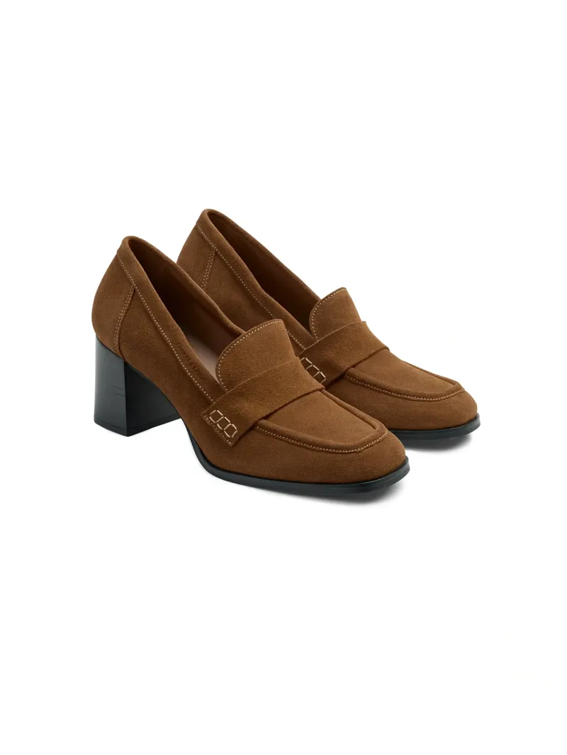 Fairfax and Favor Heeled Wroxham Loafers in Tan Suede-1