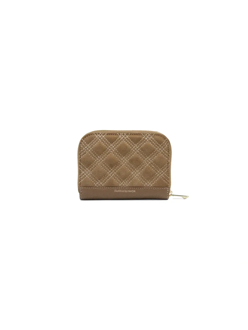 Fairfax and Favor Mini Salisbury Purse Quilted in Tan Suede-1