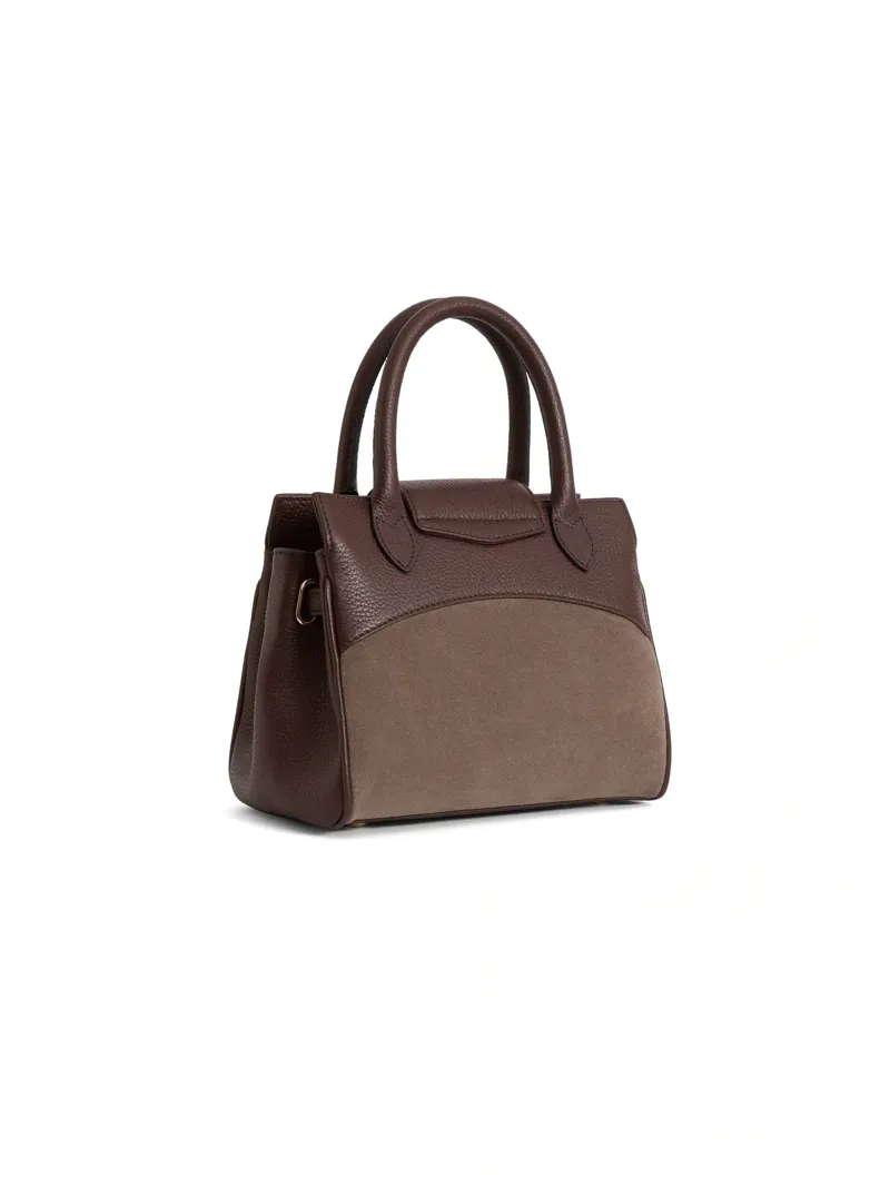 Fairfax and Favor Stockist Exclusive Mini Windsor Handbag Port and Deep Taupe Suede-2
