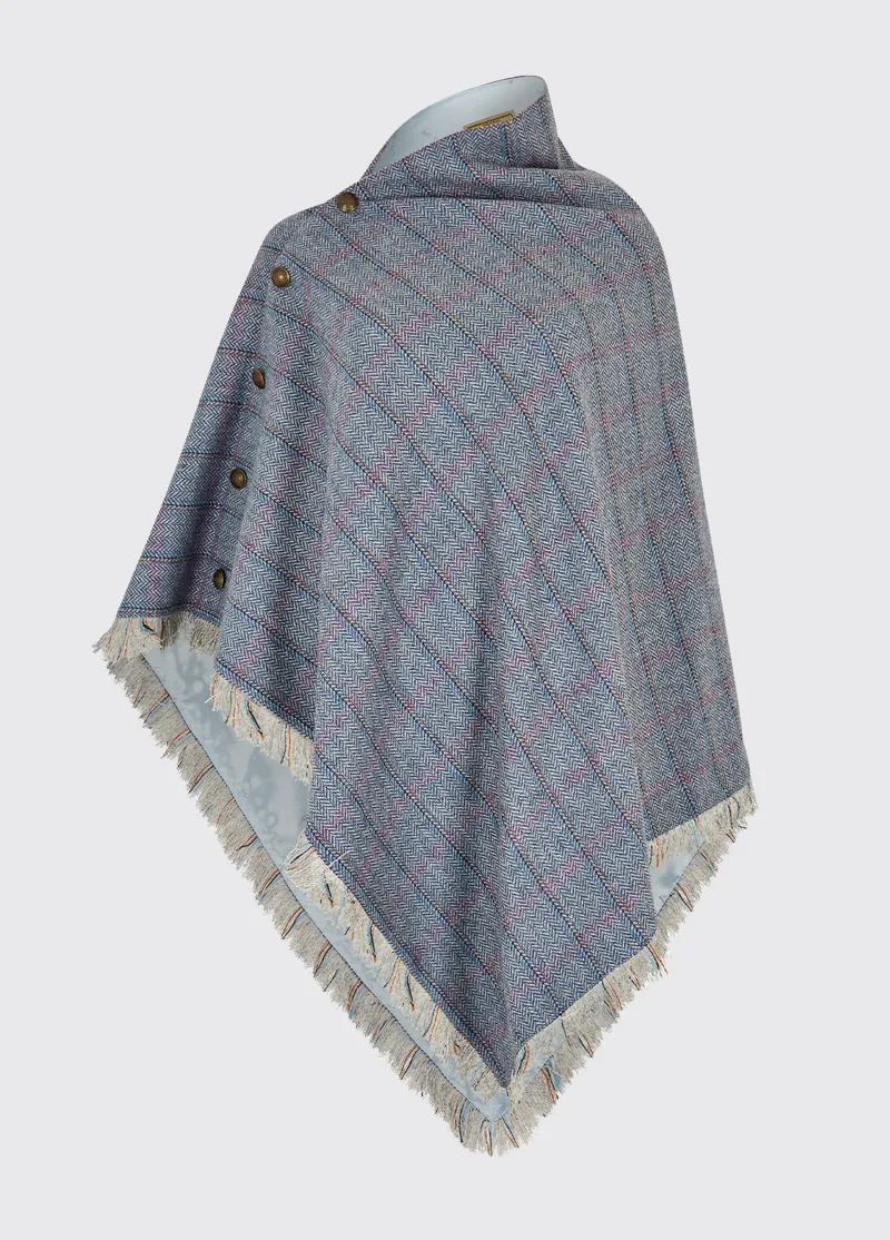 Dubarry Hazelwood Tweed Poncho Denim Haze-4