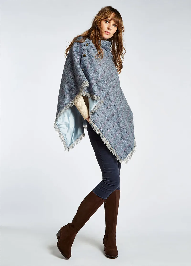 Dubarry Hazelwood Tweed Poncho Denim Haze-5