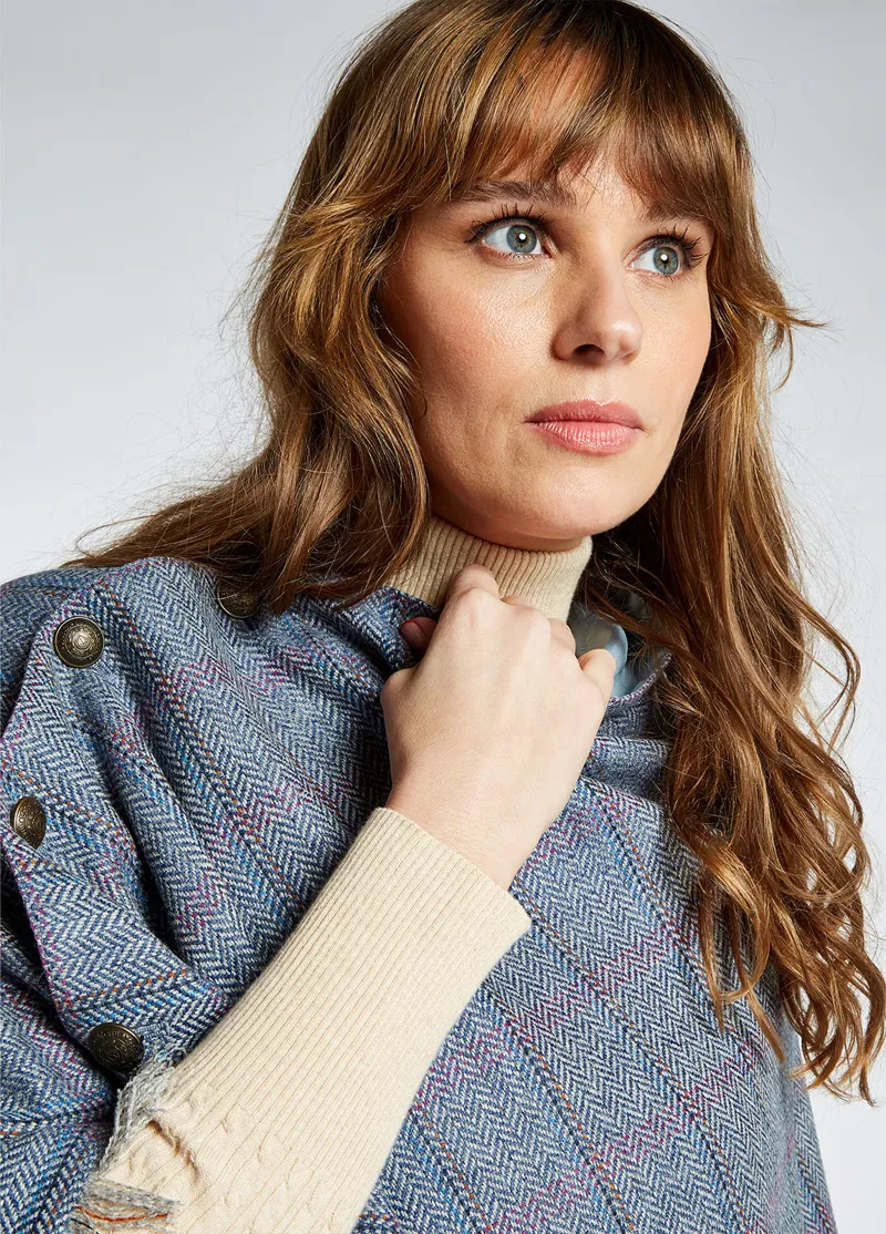 Dubarry Hazelwood Tweed Poncho Denim Haze-3