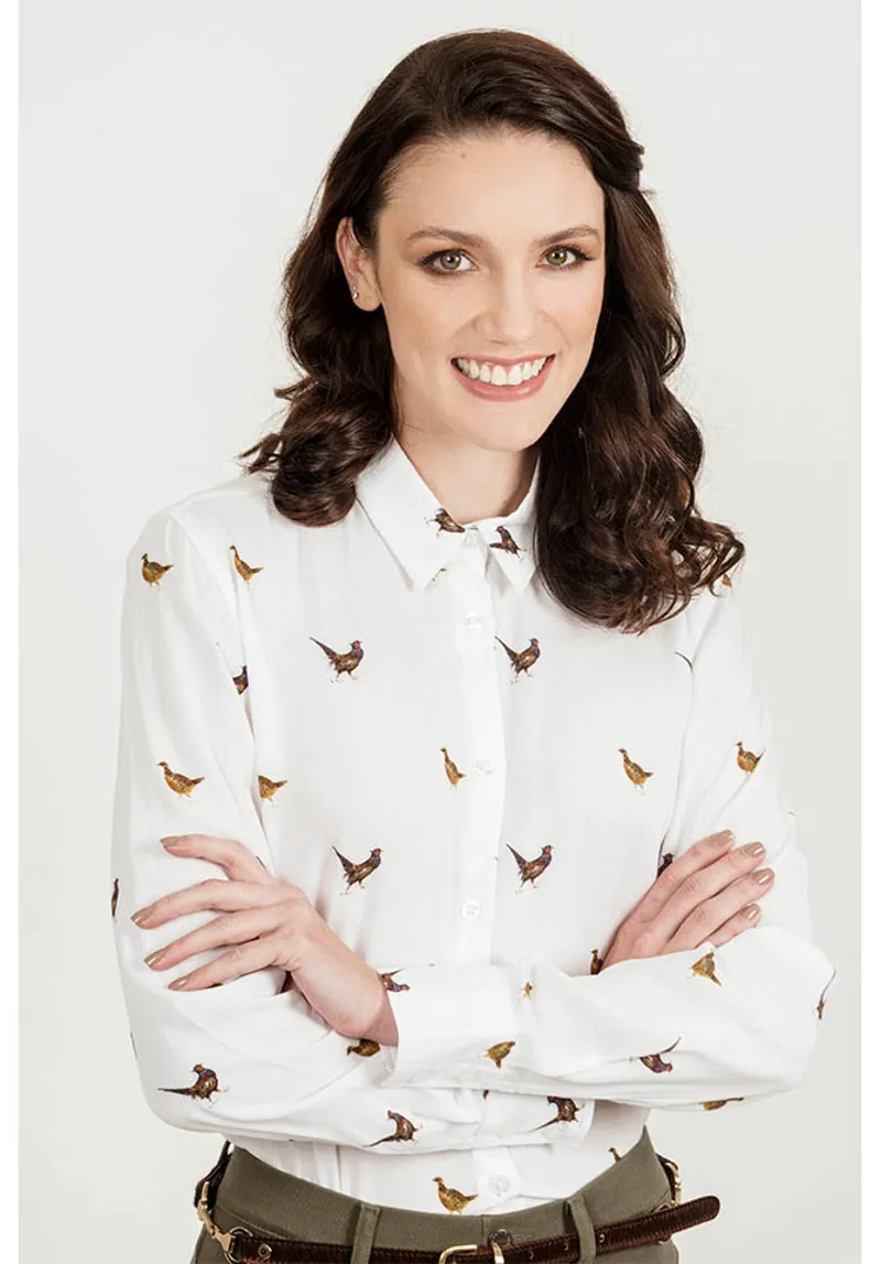 Hartwell Lydia Blouse Pheasants White-1