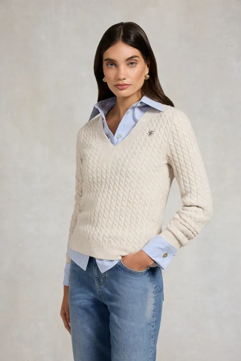 Holland Cooper Polly Knit Jumper in Barley-2