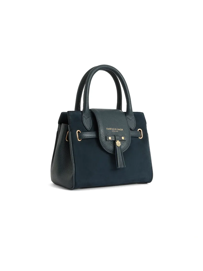 Fairfax and Favor Mini Windsor Handbag in Teal Suede-1