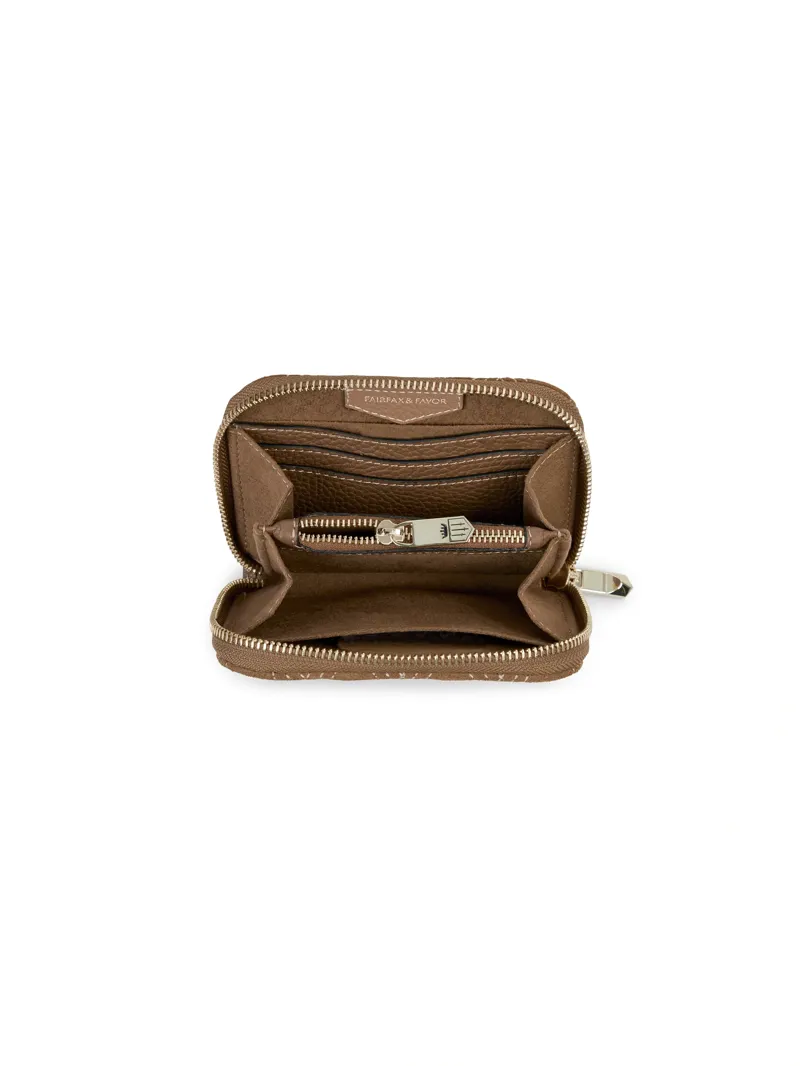Fairfax and Favor Mini Salisbury Purse Quilted in Tan Suede-2