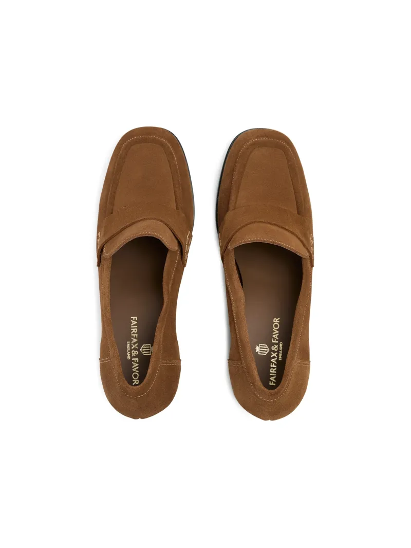 Fairfax and Favor Heeled Wroxham Loafers in Tan Suede-3