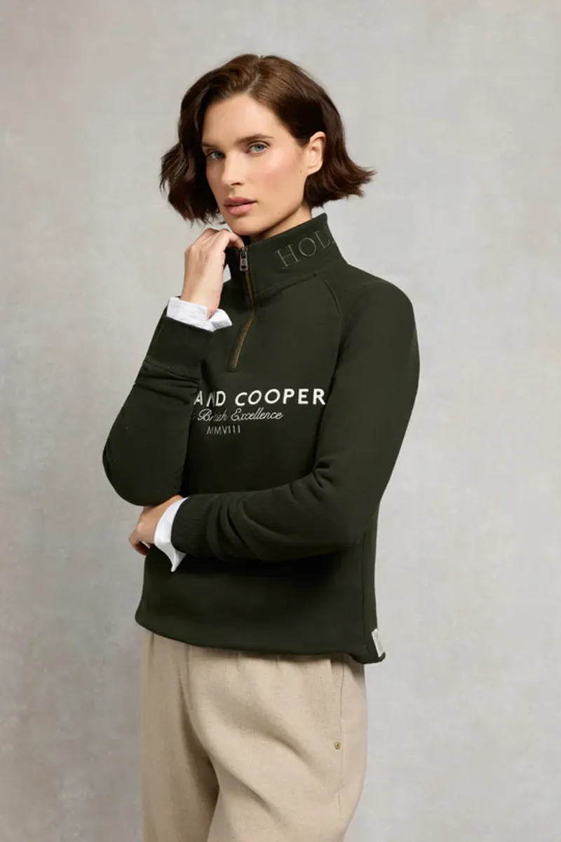 Holland Cooper Sporting Goods Zip Henley Racing Green-5