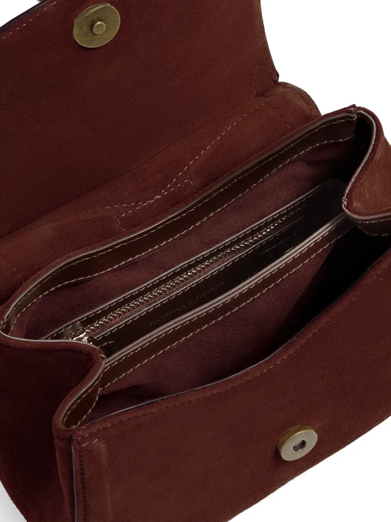 Fairfax and Favor Langham Messenger Bag in Port Suede-3