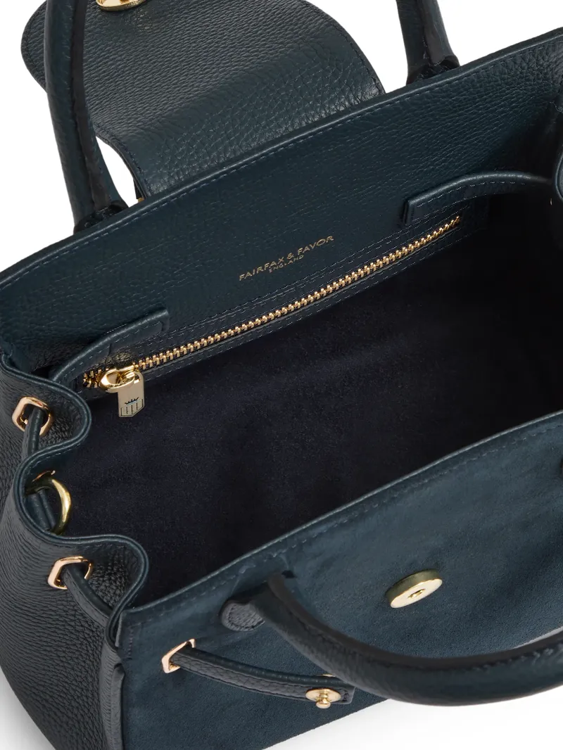 Fairfax and Favor Mini Windsor Handbag in Teal Suede-3