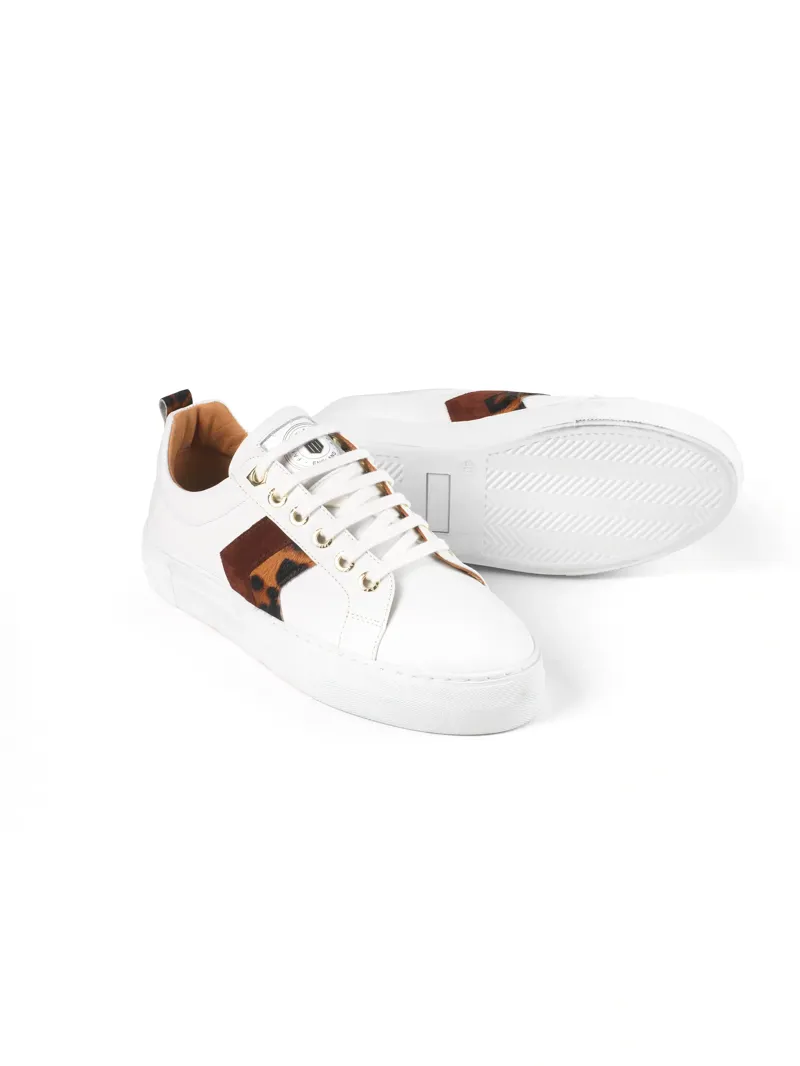 Fairfax and Favor Womens Platform Alexandra Trainer White Leather Leopard/Port-3