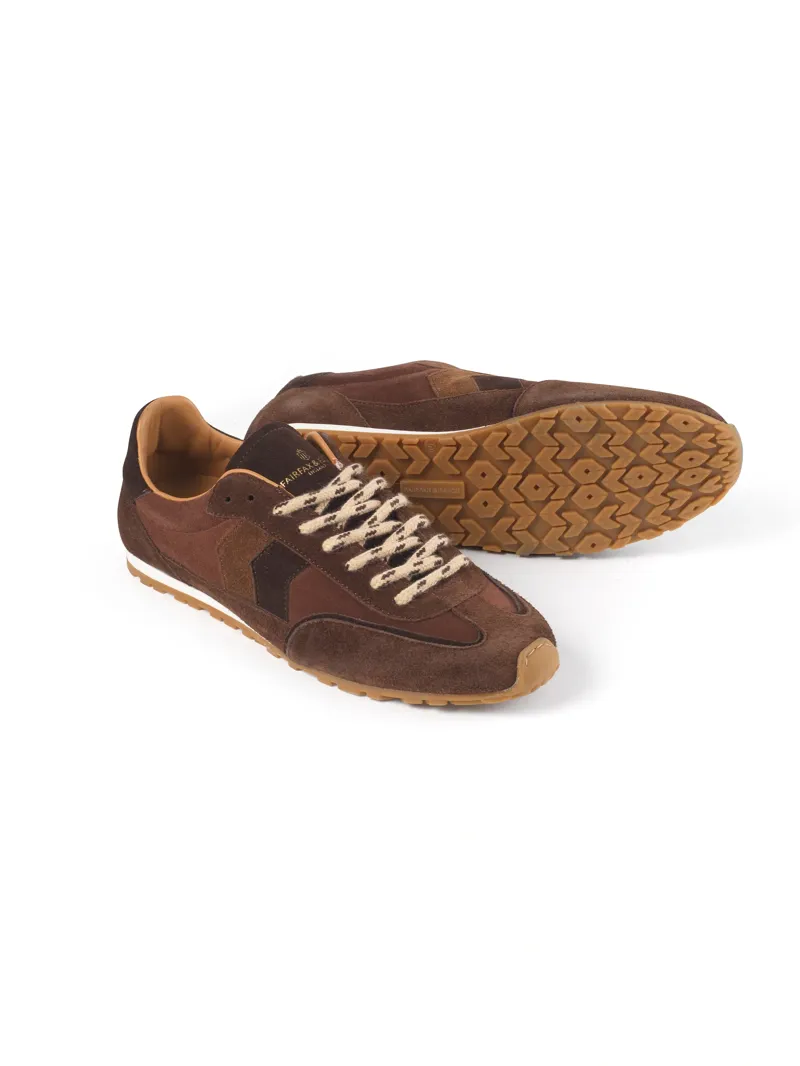 Fairfax and Favor Womens Chawston Trainer in Chocolate Suede-3