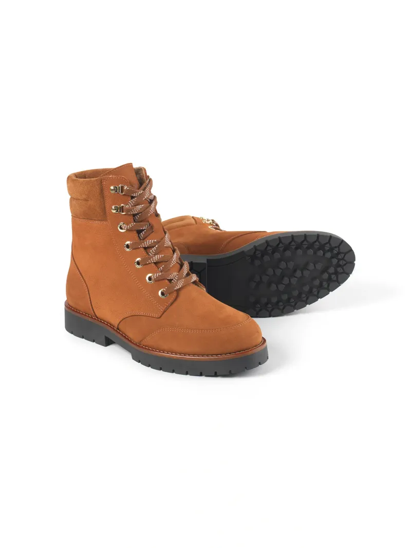 Fairfax and Favor Shearling Lined Galway Ankle Boot Cognac Nubuck-2