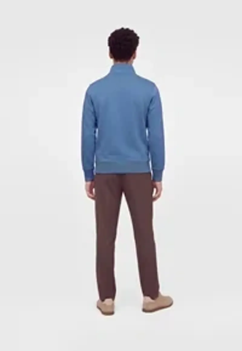 Gant Reg Shield Half Zip Sweat in Horizon Blue-3