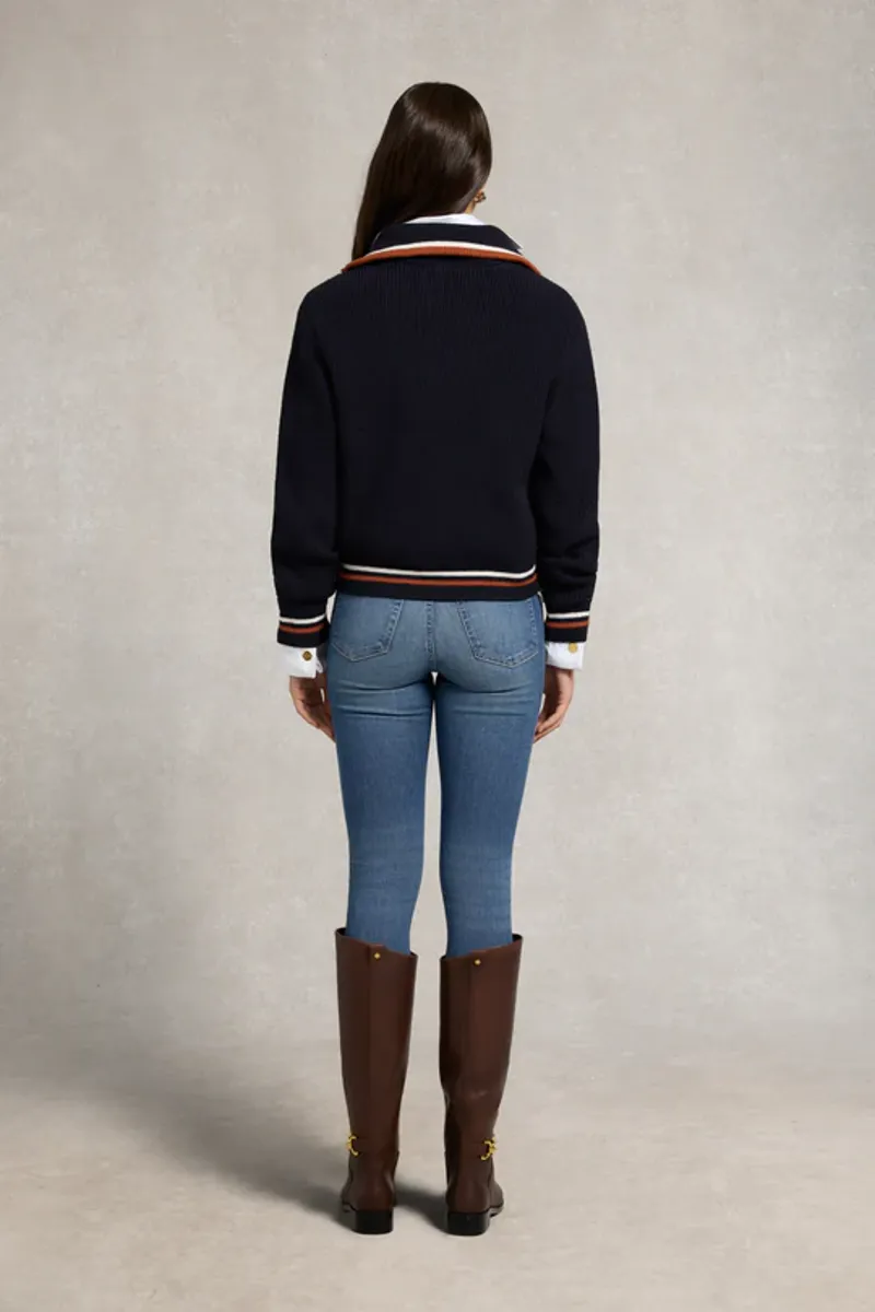 Holland Cooper Jessica Quarter Zip Knit Ink Navy-3