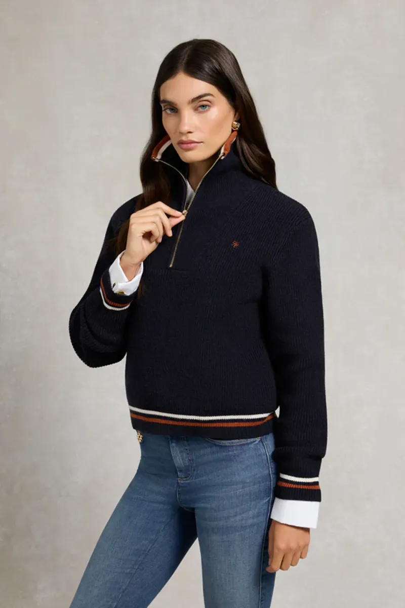 Holland Cooper Jessica Quarter Zip Knit Ink Navy-2