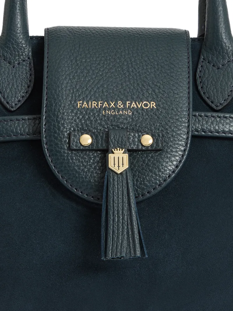 Fairfax and Favor Mini Windsor Handbag in Teal Suede-4