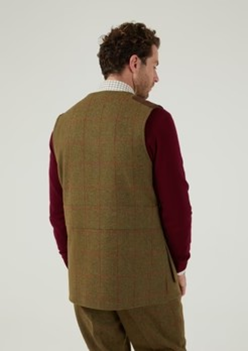 Alan Paine Men's Tweed Shooting Waistcoat Sage -3